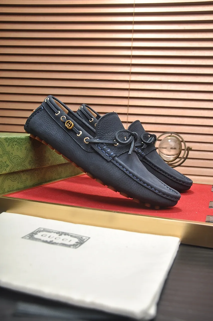 Men's Men's Shoes💰420💶【GUCCI】 (High-end Niuli) New 🍀Gucci*——Gucci Doudou Shoes! Made of imported original cowhide, the inner top layer is comfortable cowhide lining! Original wear-resistant rubber outsole! High quality products! Code number 38-44!